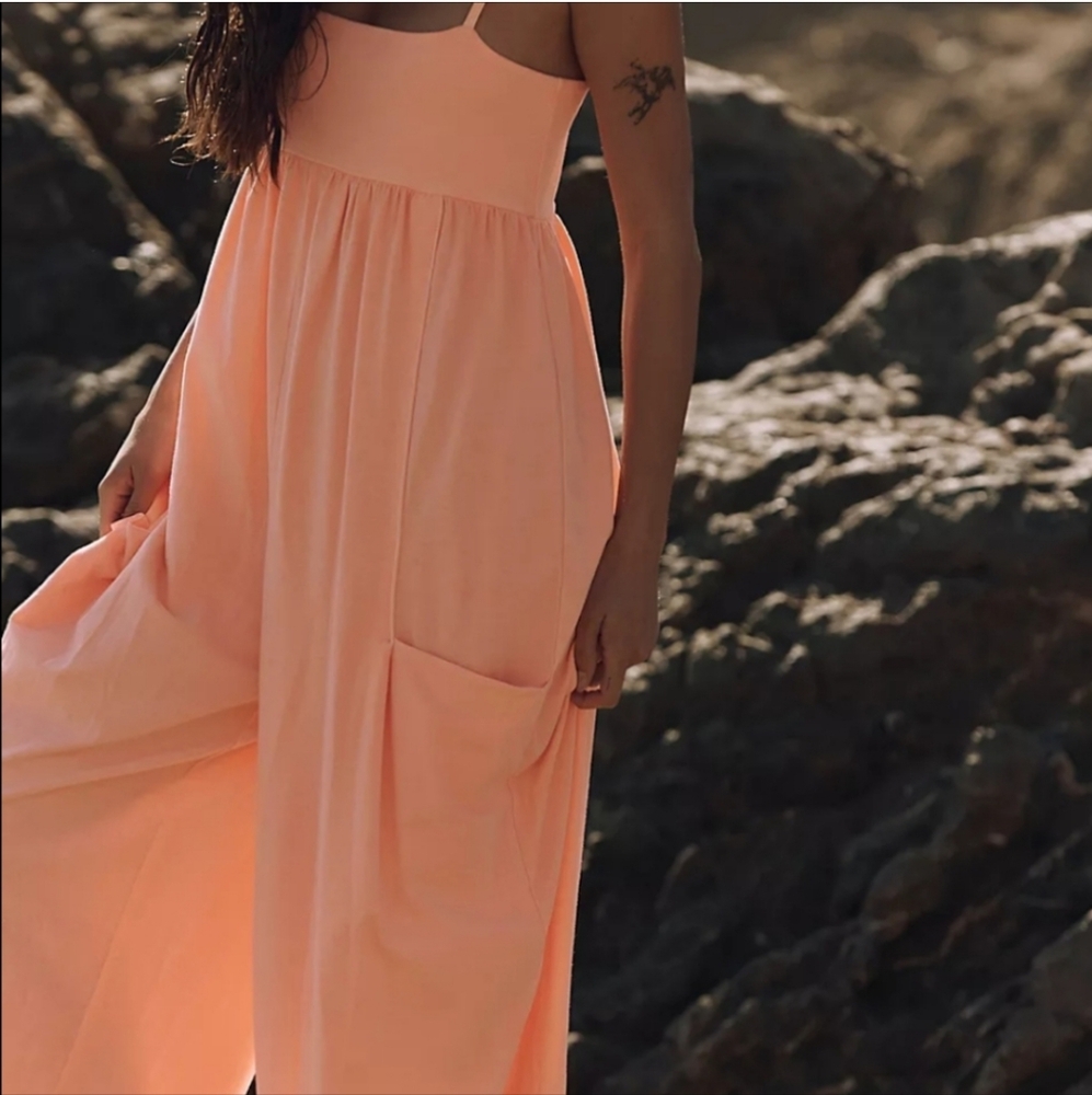 New Free People Hot Shot Strappy Onesie XS Orange Peach Jumpsuit FP Movement NWT - Picture 9 of 14